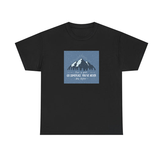 Adventure Awaits Unisex Cotton Tee, Inspirational Shirt, Travel Gift, Nature Lover's Apparel, Unique Quote Tee, Outdoor Enthusiast Top - MaisonThreadory