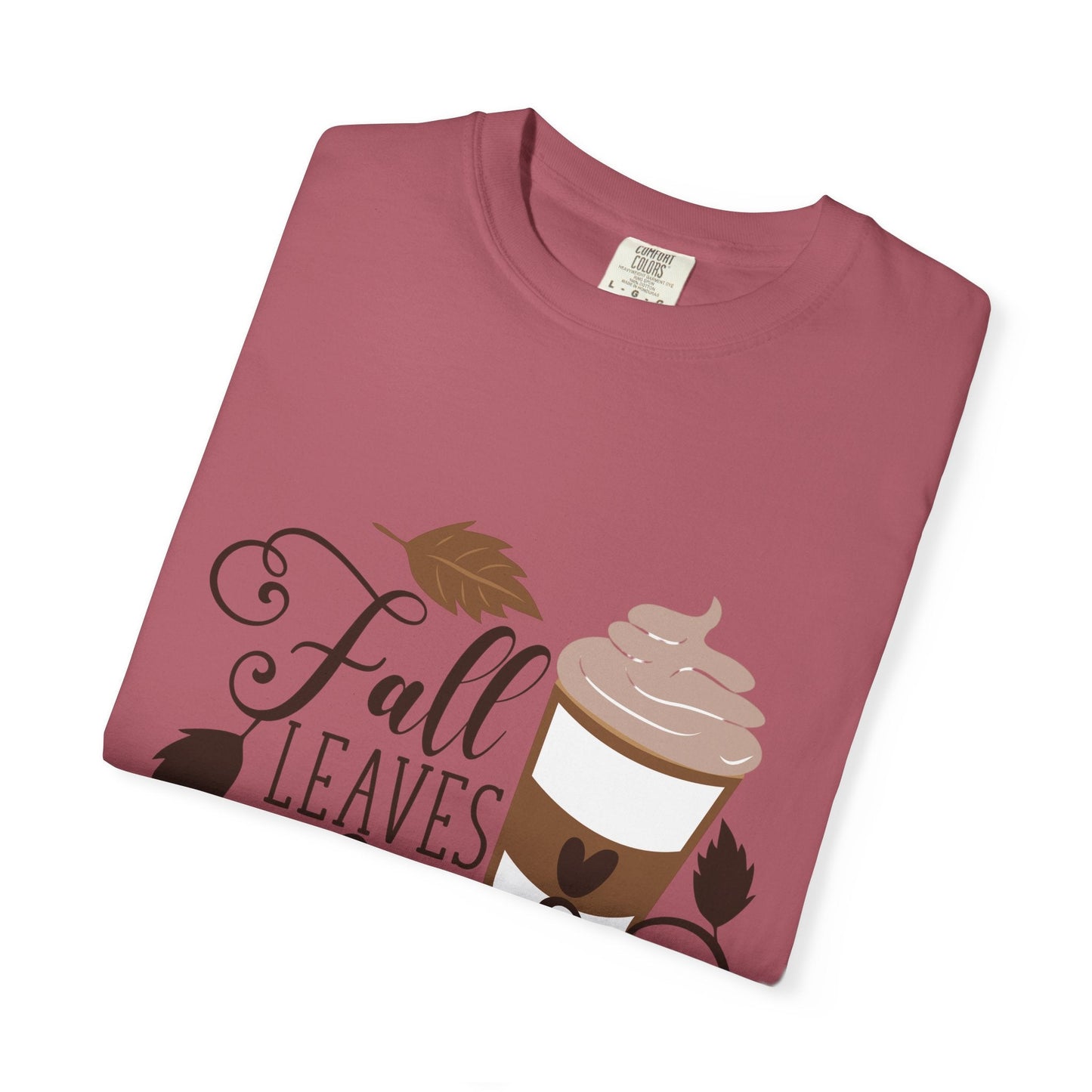 Fall Leaves & Lattes Unisex T-Shirt, Cozy Autumn Tee, Perfect for Fall, Coffee Lovers Gift, Seasonal Fashion Statement, Thanksgiving Shirt - MaisonThreadory
