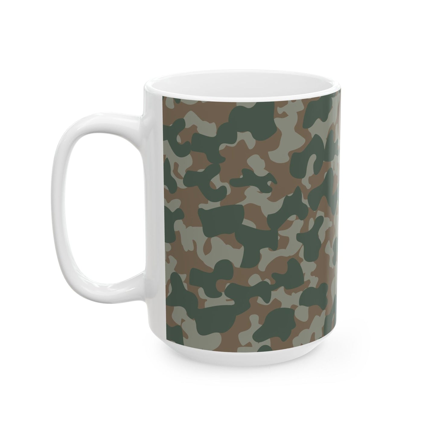Camouflage Ceramic Mug for Coffee Lovers, Military Style, Unique Gift, Adventure Vibes, Perfect for Outdoors, 11oz, 15oz - MaisonThreadory