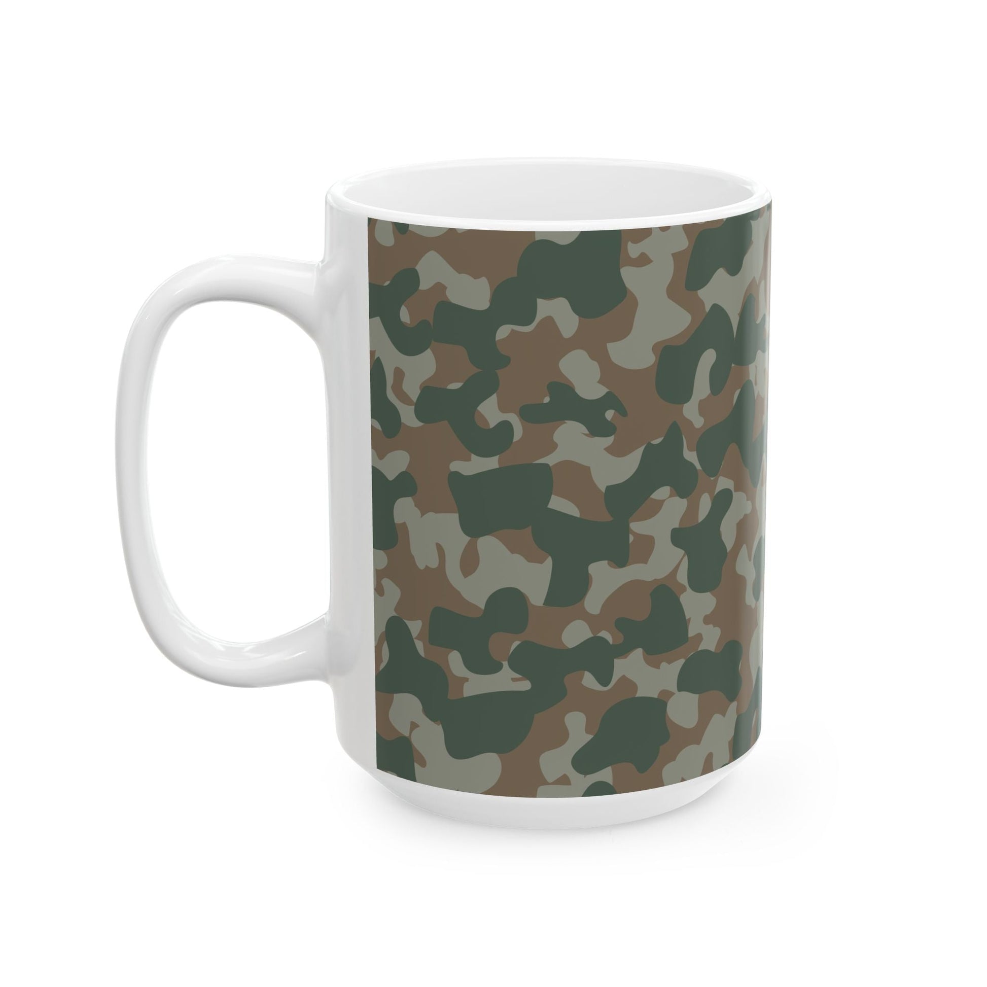 Camouflage Ceramic Mug for Coffee Lovers, Military Style, Unique Gift, Adventure Vibes, Perfect for Outdoors, 11oz, 15oz - MaisonThreadory