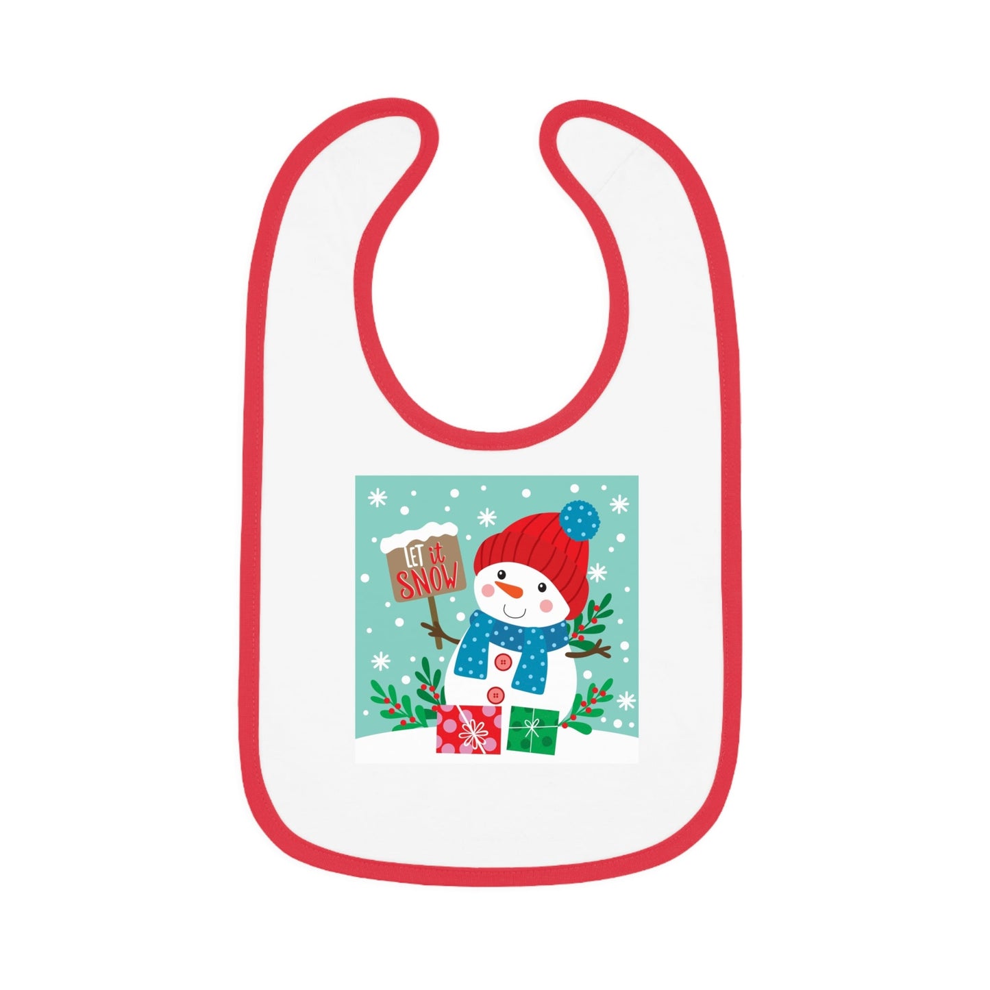 Baby Bib — Cute Snowman "Let It Snow" Holiday Feeding Bib - MaisonThreadory