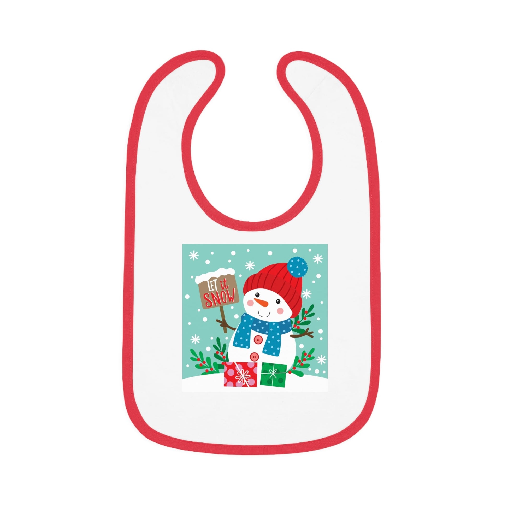 Baby Bib — Cute Snowman "Let It Snow" Holiday Feeding Bib - MaisonThreadory