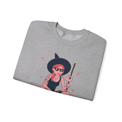 Chic Witch Sweatshirt - Cozy Unisex Crewneck for Halloween, Fall Fashion, Casual Wear, Gift for Friends & Family - MaisonThreadory