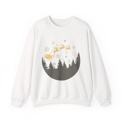 Cozy Holiday Crewneck Sweatshirt with Santa and Reindeer Design - MaisonThreadory