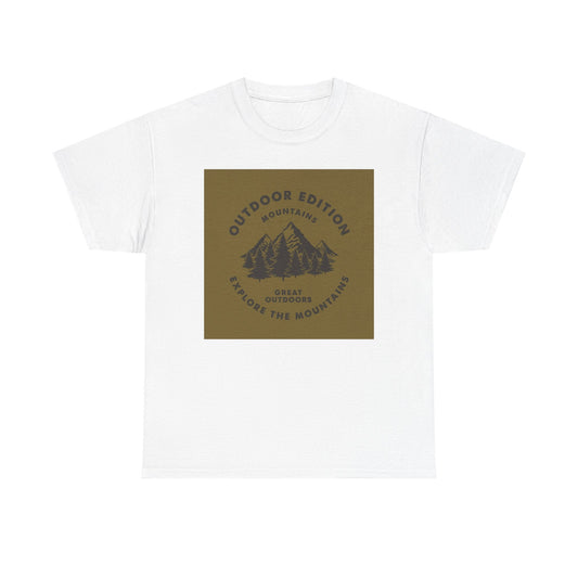 Mountain Adventure Tee, Outdoor Edition Heavy Cotton Shirt, Unisex Graphic T-Shirt, Perfect for Camping, Hiking, Gift for Nature Lovers - MaisonThreadory