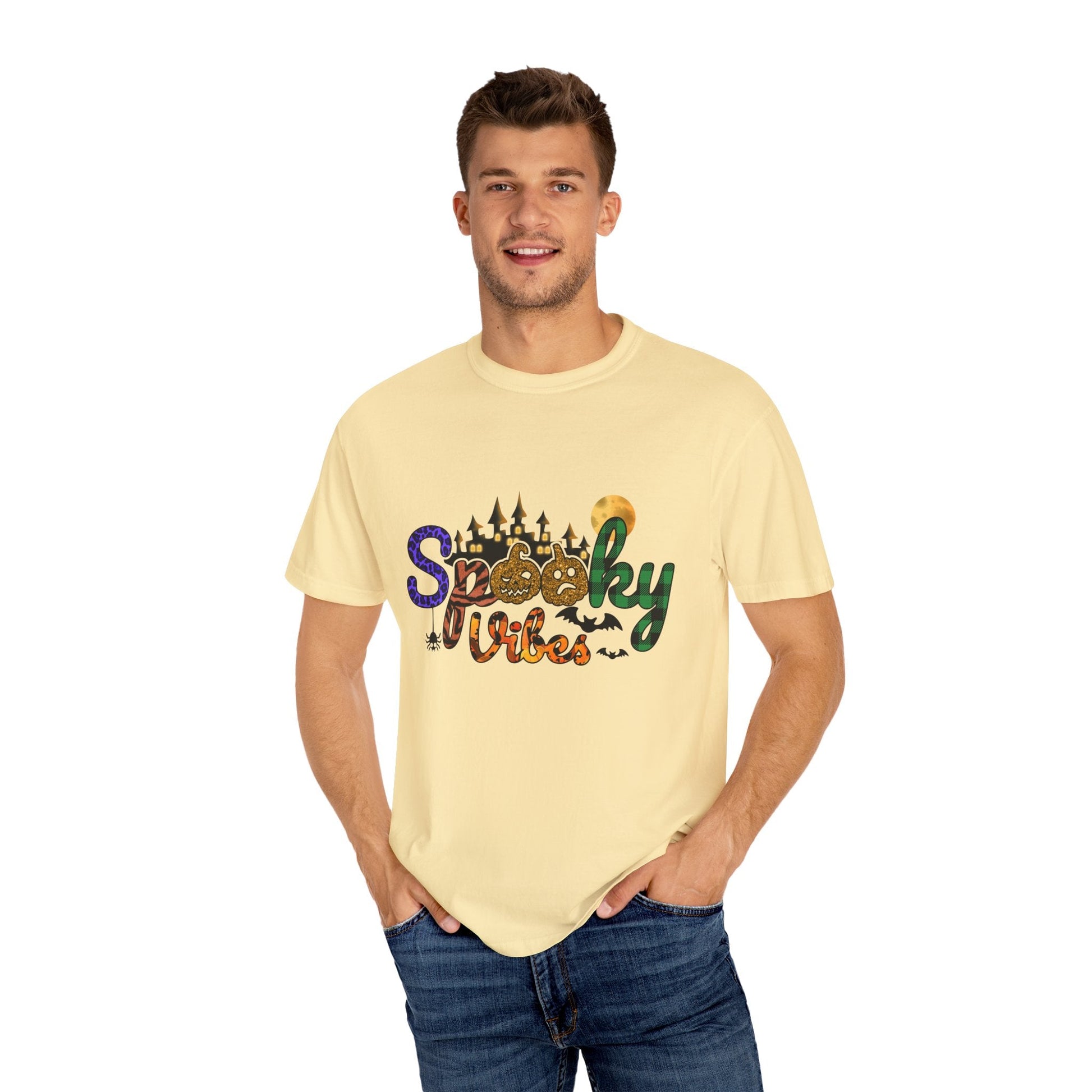 Spooky Vibes T-Shirt, Halloween Shirt, Unisex Tee, Fall Fashion, Casual Wear, Gift for Haunted Lovers - MaisonThreadory