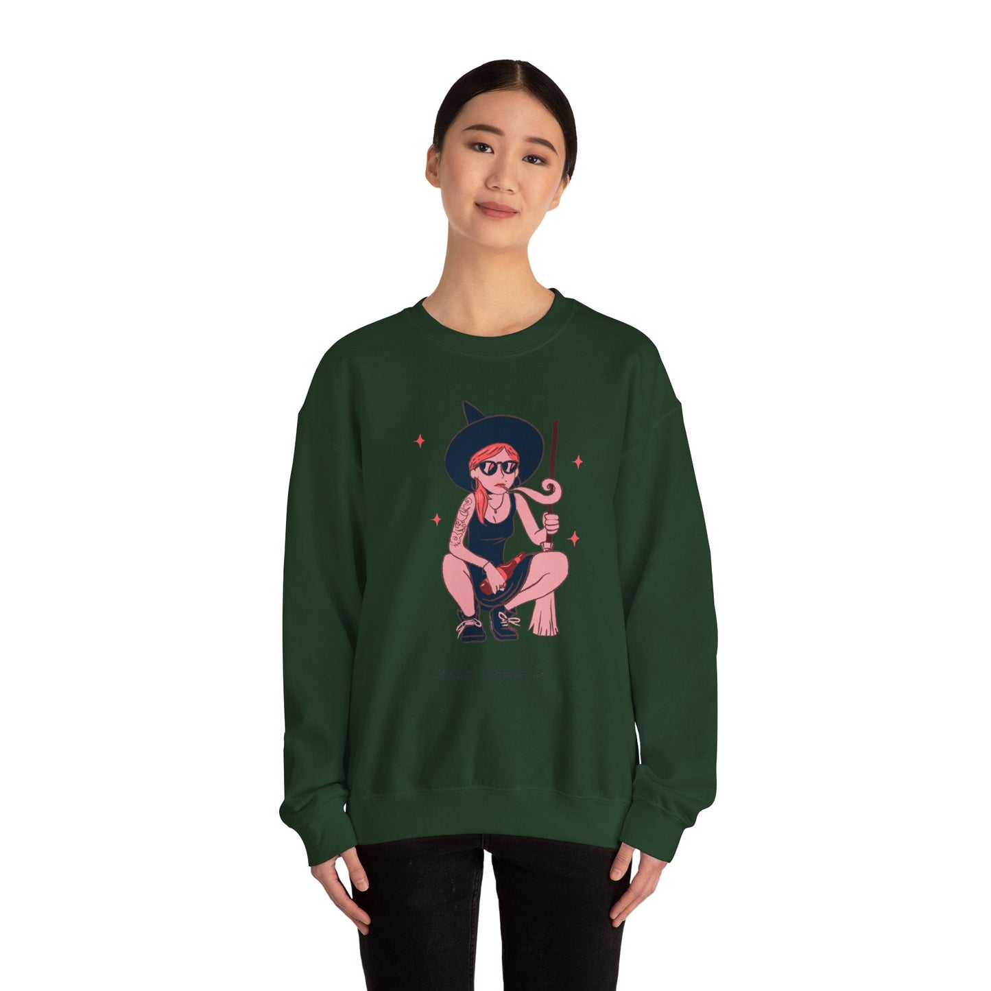 Chic Witch Sweatshirt - Cozy Unisex Crewneck for Halloween, Fall Fashion, Casual Wear, Gift for Friends & Family - MaisonThreadory