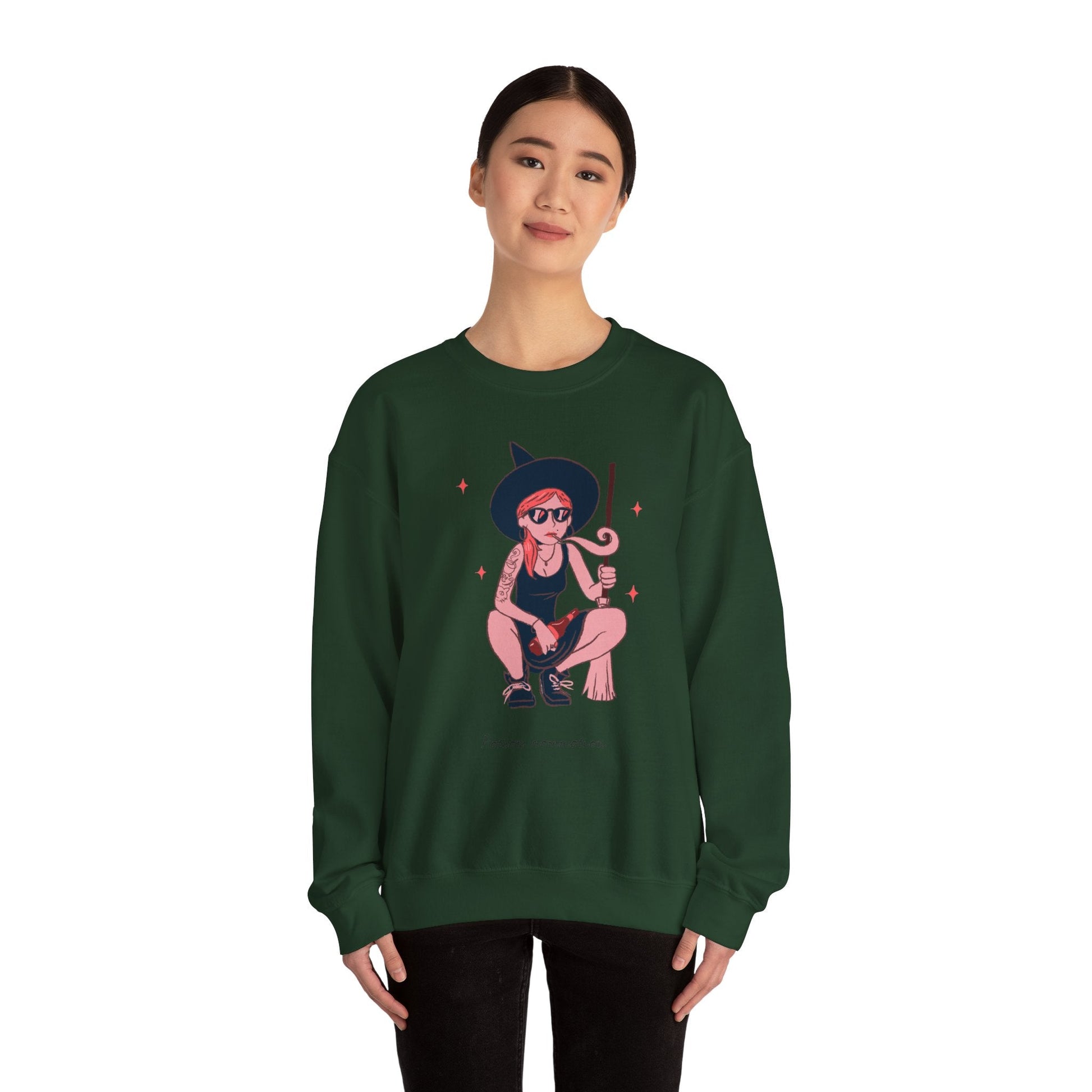 Chic Witch Sweatshirt - Cozy Unisex Crewneck for Halloween, Fall Fashion, Casual Wear, Gift for Friends & Family - MaisonThreadory