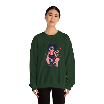 Chic Witch Sweatshirt - Cozy Unisex Crewneck for Halloween, Fall Fashion, Casual Wear, Gift for Friends & Family - MaisonThreadory