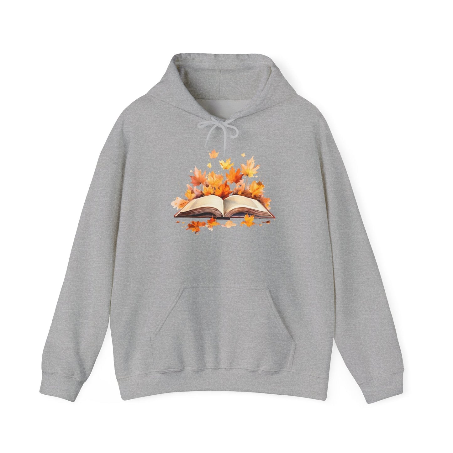 Autumn Leaves Book Hoodie, Cozy Fall Sweatshirt for Book Lovers, Gift for Readers, Warm Fall Apparel, Seasonal Chill Wear - MaisonThreadory