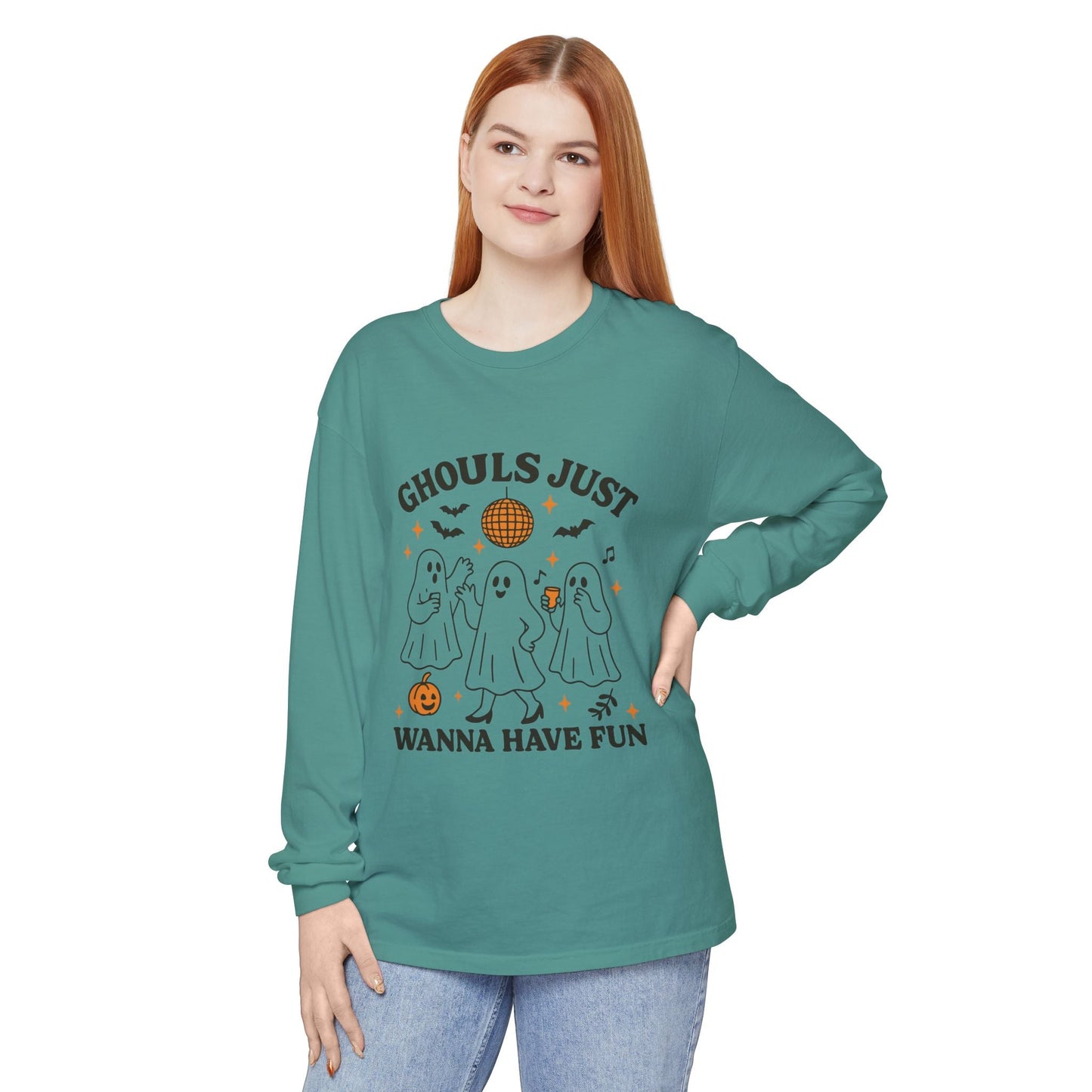 Halloween Fun Long Sleeve T-Shirt, Ghosts, Ghouls, Unisex Tee, Halloween Party, Fall Fashion, Casual Wear - MaisonThreadory