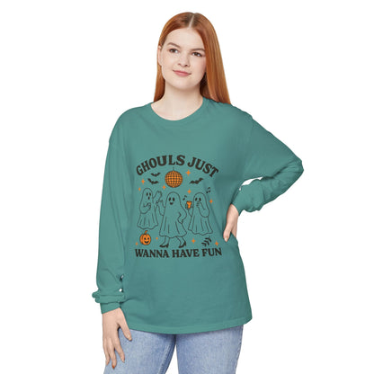 Halloween Fun Long Sleeve T-Shirt, Ghosts, Ghouls, Unisex Tee, Halloween Party, Fall Fashion, Casual Wear - MaisonThreadory