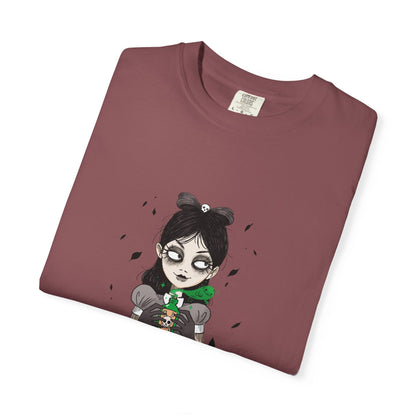 Gothic Girl Graphic Tee, Casual Wear, Halloween T-shirt, Unique Art Clothing, Gift for Teens - MaisonThreadory
