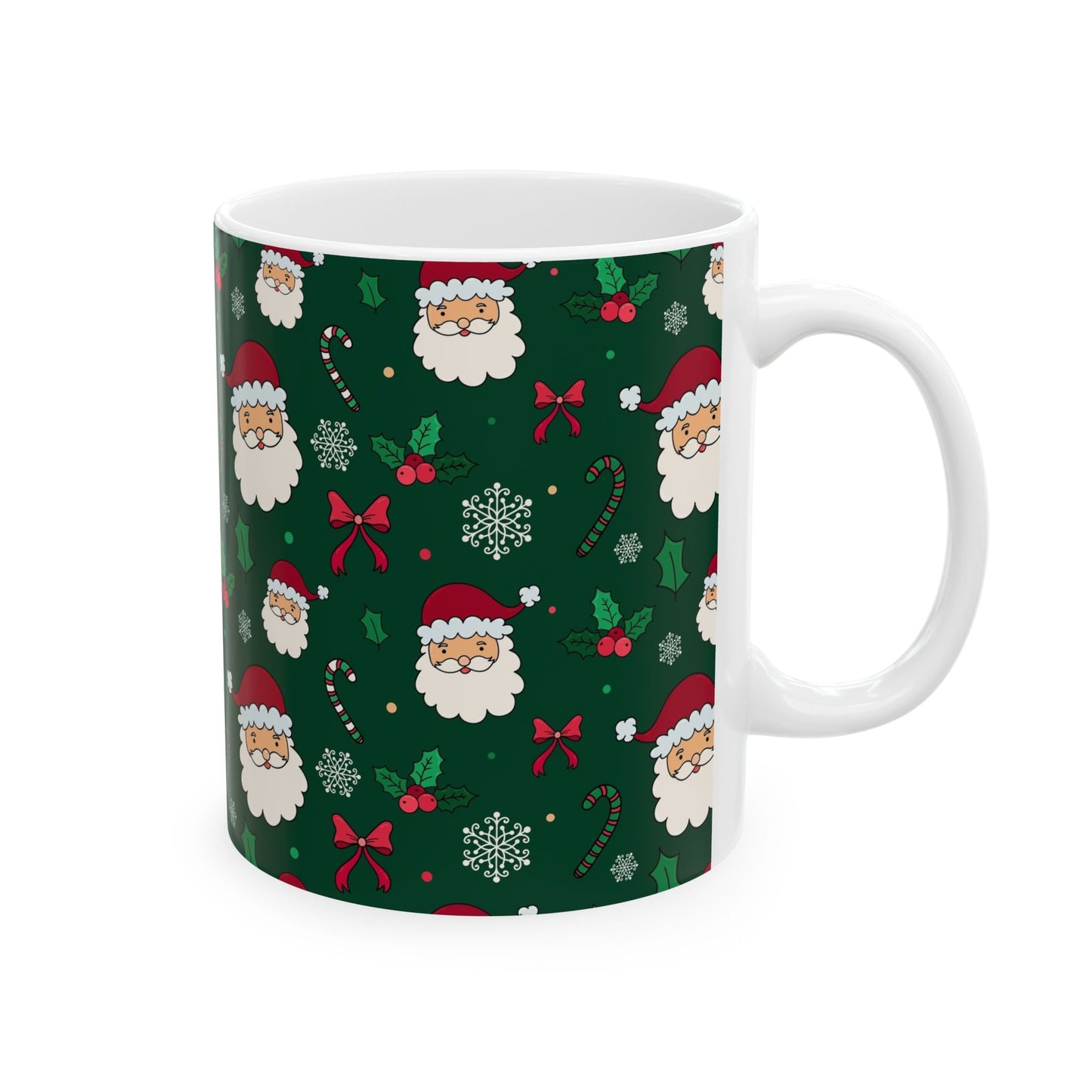 Festive Santa Ceramic Mug, Holiday Coffee Cup, Christmas Gift, Cute Mug, Cocoa Mug, Hot Chocolate Cup - MaisonThreadory