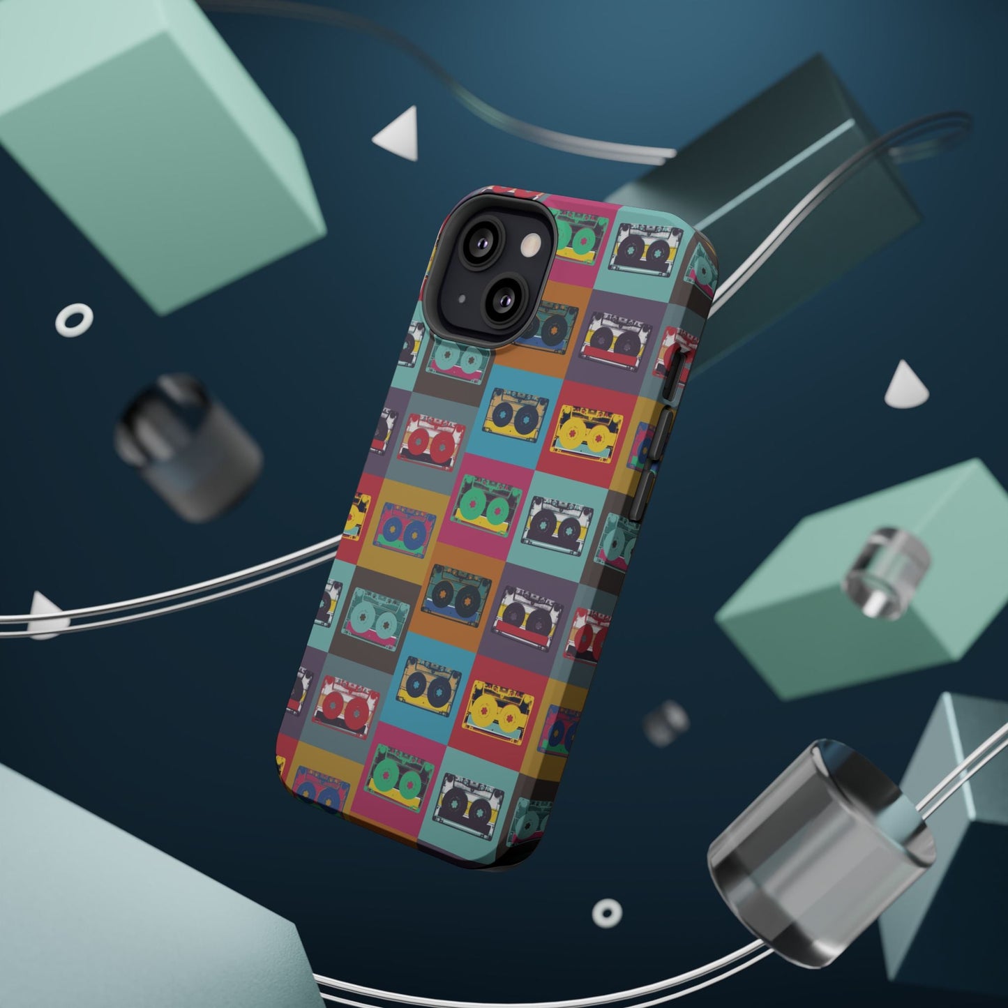 Retro Cassette Tape Phone Case, Vintage Style Tough Case, Music Lover Gift, Funky Tech Accessory, Fun Phone Cover - MaisonThreadory