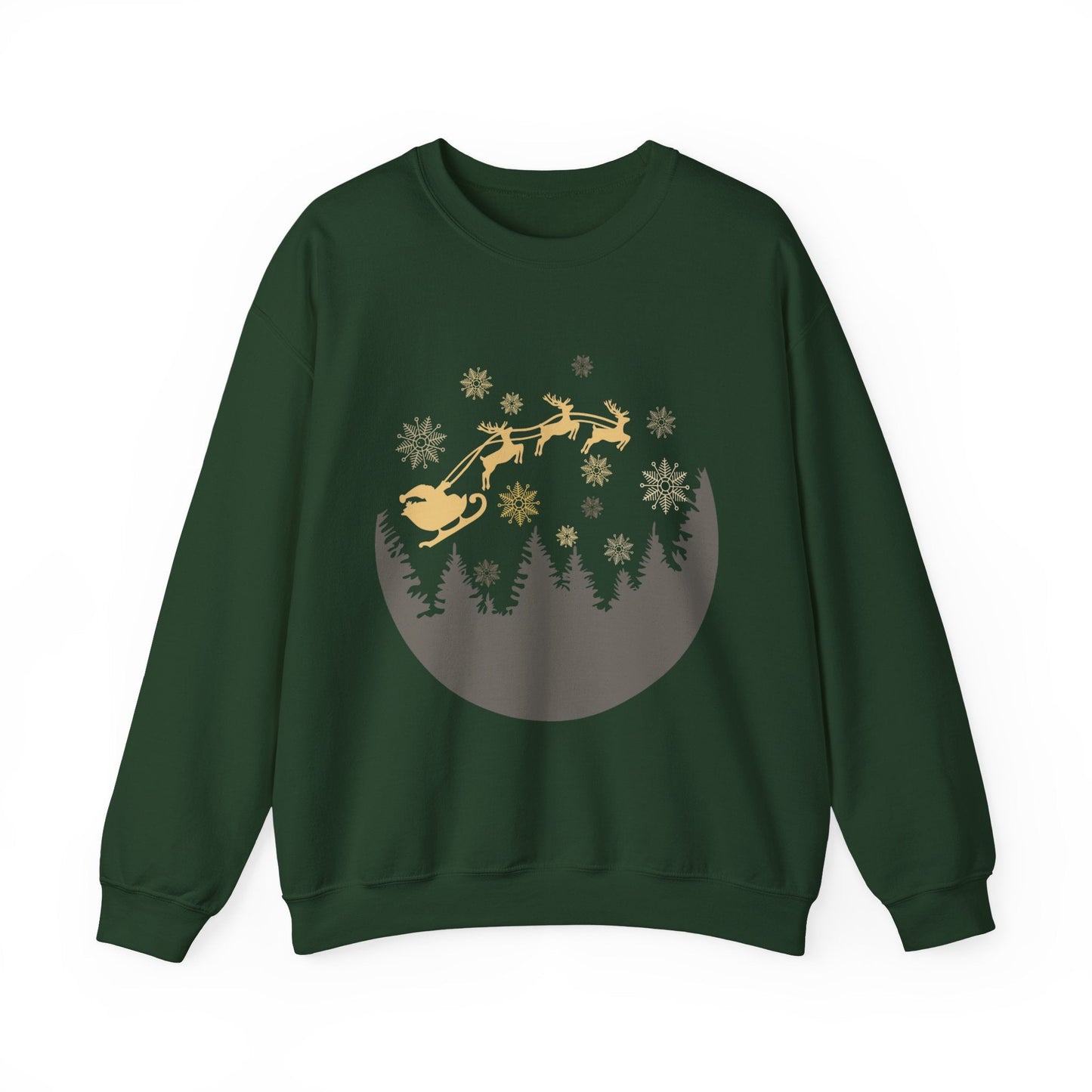 Cozy Holiday Crewneck Sweatshirt with Santa and Reindeer Design - MaisonThreadory