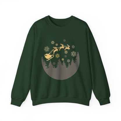 Cozy Holiday Crewneck Sweatshirt with Santa and Reindeer Design - MaisonThreadory