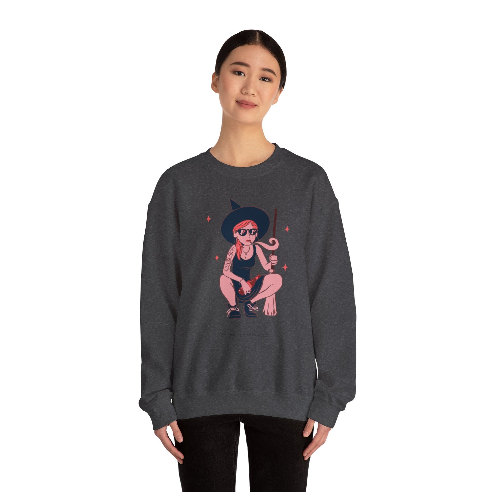 Chic Witch Sweatshirt - Cozy Unisex Crewneck for Halloween, Fall Fashion, Casual Wear, Gift for Friends & Family - MaisonThreadory