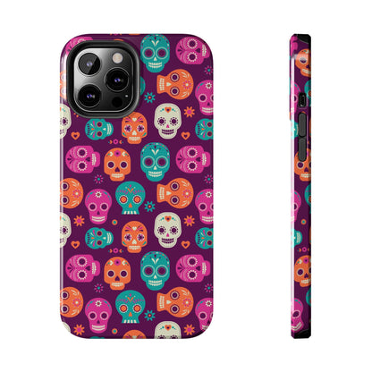 Colorful Skull Phone Case, Tough Cases for Halloween, Unique Phone Cover, Day of the Dead, Fun and Durable Accessories - MaisonThreadory
