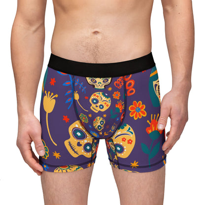 Day of the Dead Men's Boxers, Colorful AOP Underwear, Unique Halloween Gift, Fun Skull Print, Vibrant Men's Apparel - MaisonThreadory
