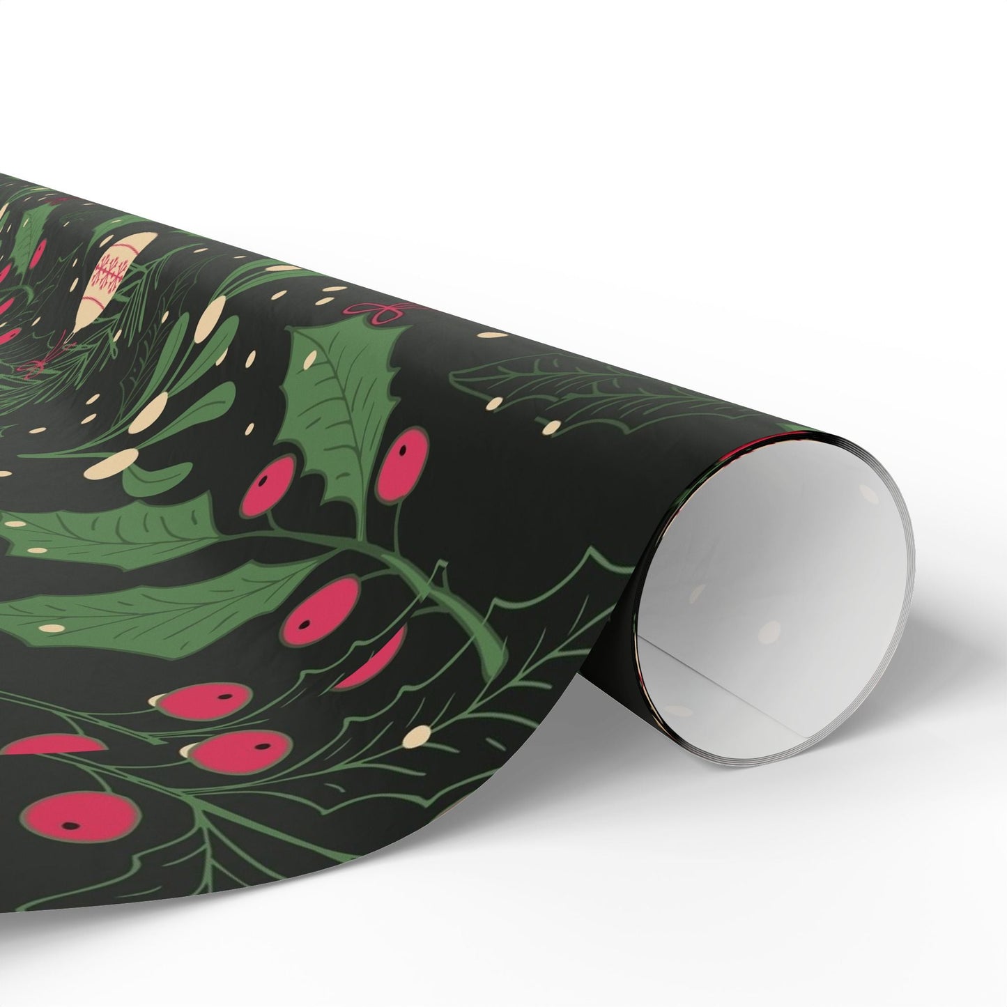 Holiday Holly & Baubles Wrapping Paper — Festive Christmas Gift Wrap - MaisonThreadory