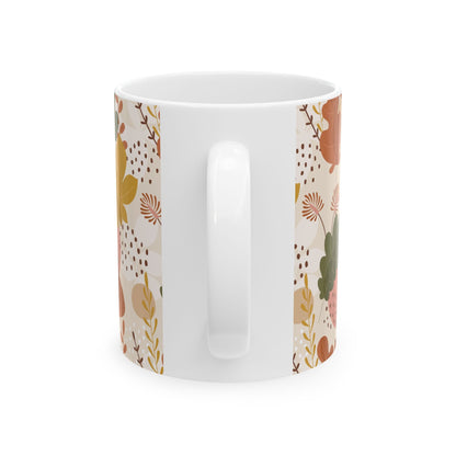 Cozy Floral Ceramic Mug for Tea Lovers, Coffee Cup for Women, Botanical Gift for Her, Autumn Decor, Housewarming Gift - MaisonThreadory