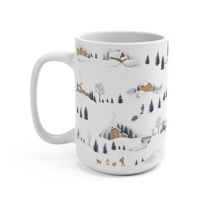 Cozy Winter Scene Mug, Hand - Drawn Nature Design, Perfect for Holiday Gifting, Snowy Landscape Coffee Cup, Winter Decor - MaisonThreadory