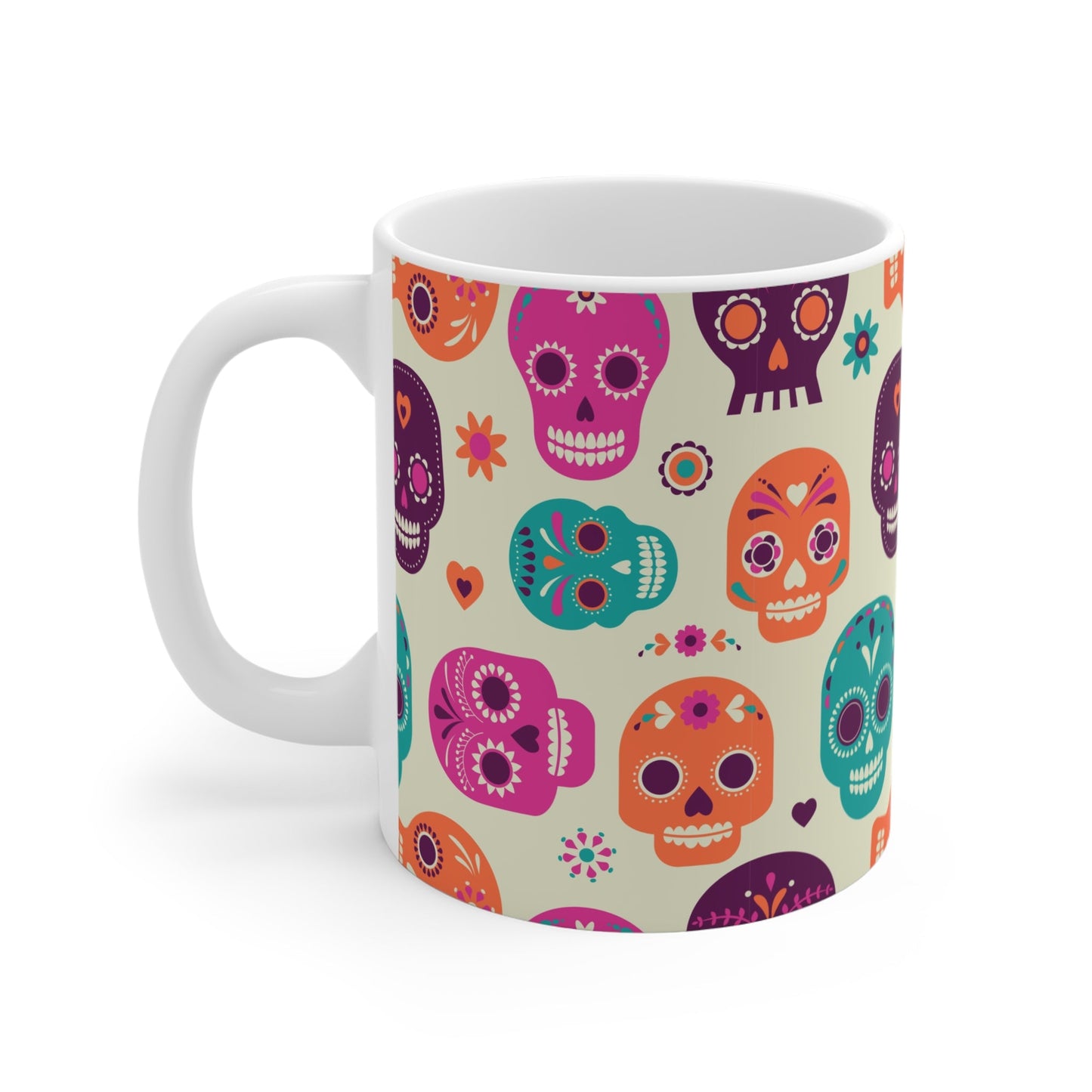 Dia de los Muertos Mug 11oz - Day of the Dead Coffee Cup, Halloween Kitchen Decor, Festival Gift, Sugar Skull Tea Mug, Mexican Holiday - MaisonThreadory
