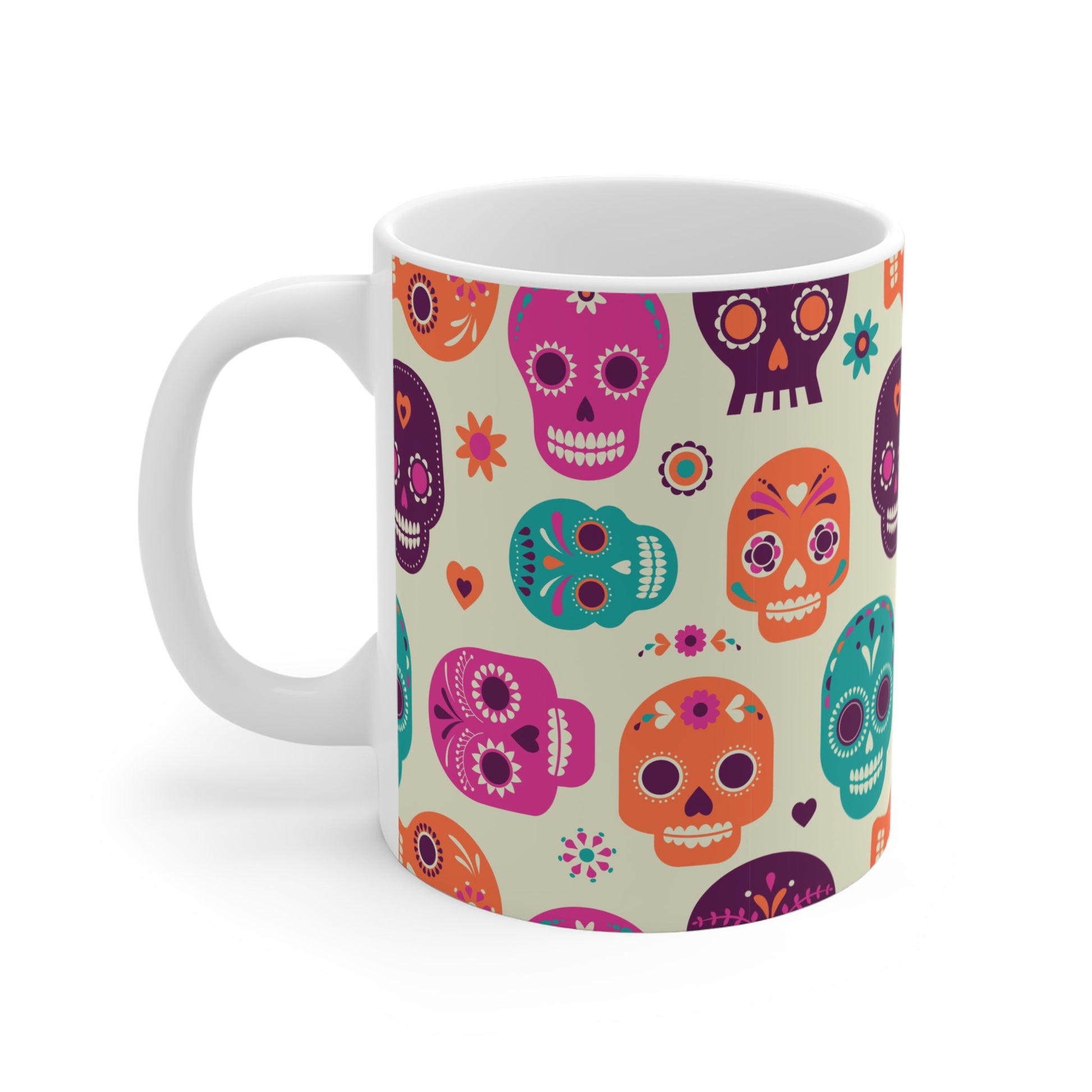 Dia de los Muertos Mug 11oz - Day of the Dead Coffee Cup, Halloween Kitchen Decor, Festival Gift, Sugar Skull Tea Mug, Mexican Holiday - MaisonThreadory