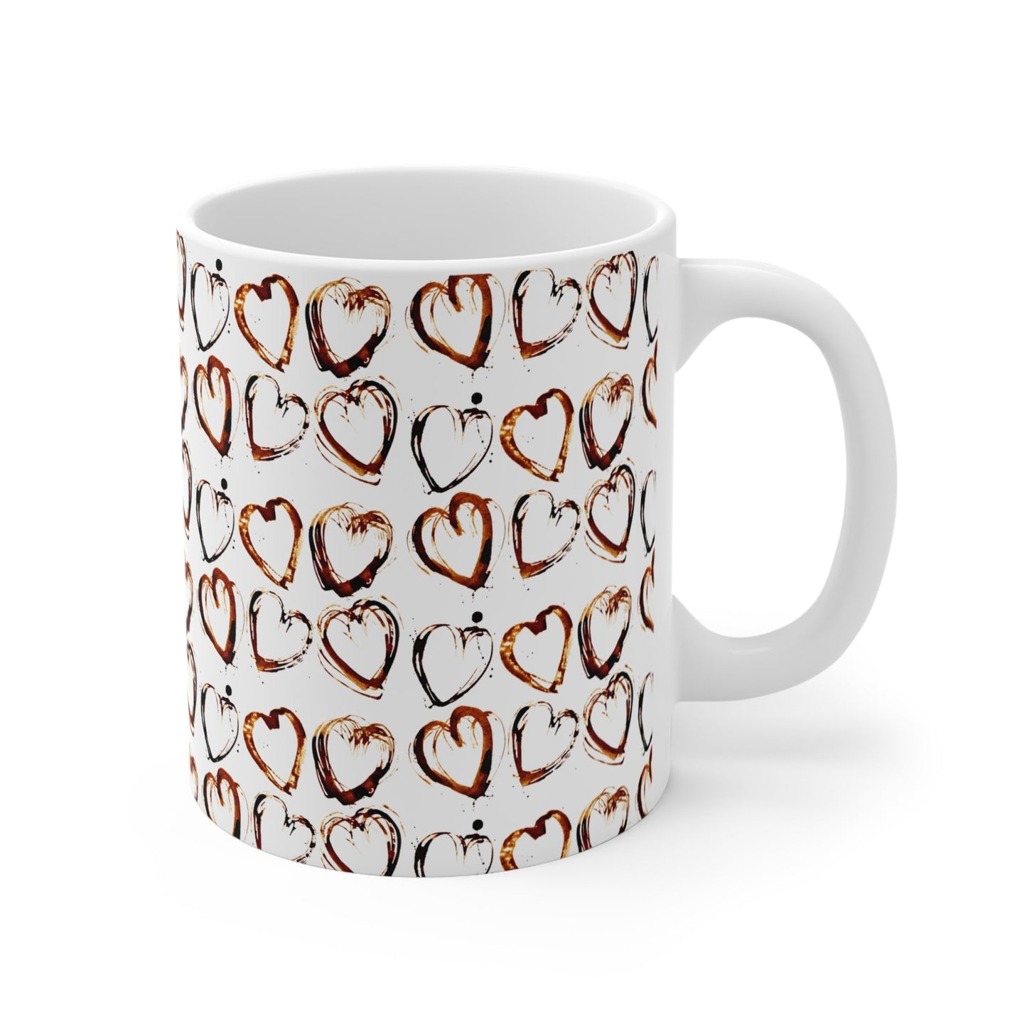 Heart Pattern 11oz Mug | Cute Coffee Cup, Gift for Her, Valentine's Day, Romantic Drinkware, Love - Themed Mug - MaisonThreadory