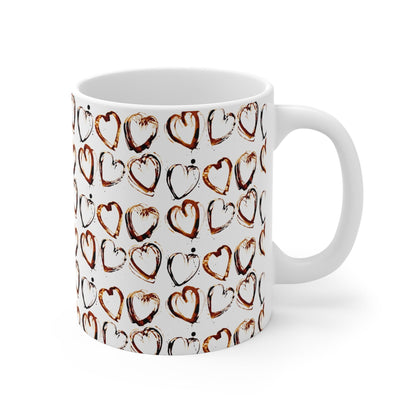 Heart Pattern 11oz Mug | Cute Coffee Cup, Gift for Her, Valentine's Day, Romantic Drinkware, Love - Themed Mug - MaisonThreadory