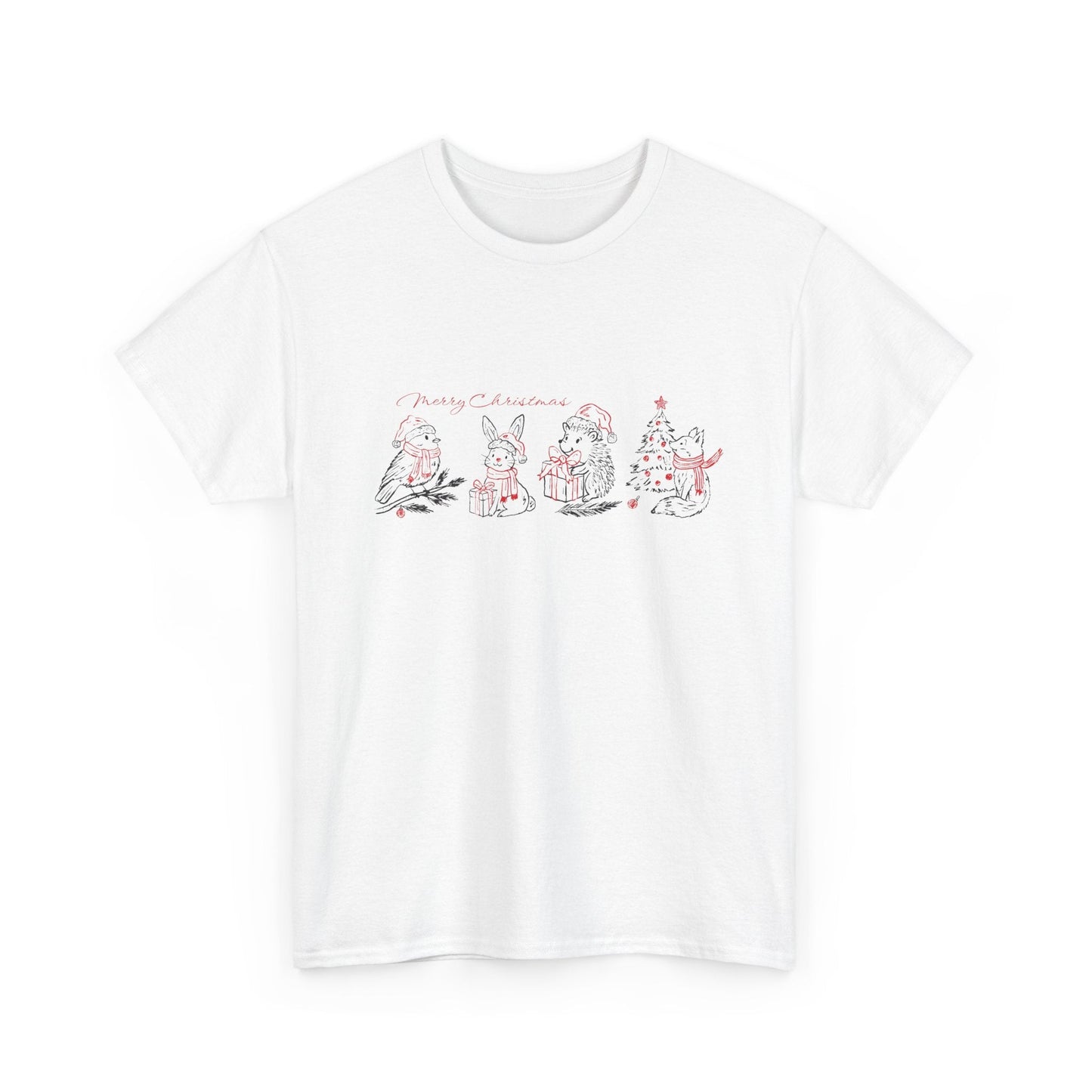 Whimsical Holiday Character Unisex Heavy Cotton Tee, Cute Graphic Tee, Family Reunion Shirt, Christmas Gift, Everyday Casual Wear - MaisonThreadory