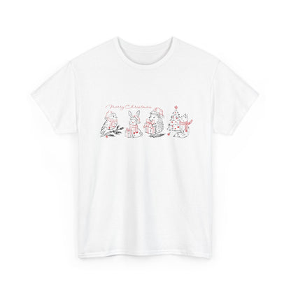 Whimsical Holiday Character Unisex Heavy Cotton Tee, Cute Graphic Tee, Family Reunion Shirt, Christmas Gift, Everyday Casual Wear - MaisonThreadory