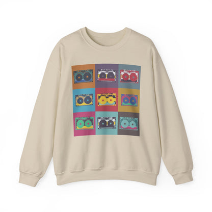 Vintage Boombox Crewneck Sweatshirt, Cozy Unisex Sweatshirt, Retro Music Gift, Casual Lounge Wear, Perfect for Music Lovers - MaisonThreadory