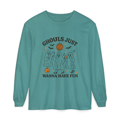 Halloween Fun Long Sleeve T-Shirt, Ghosts, Ghouls, Unisex Tee, Halloween Party, Fall Fashion, Casual Wear - MaisonThreadory