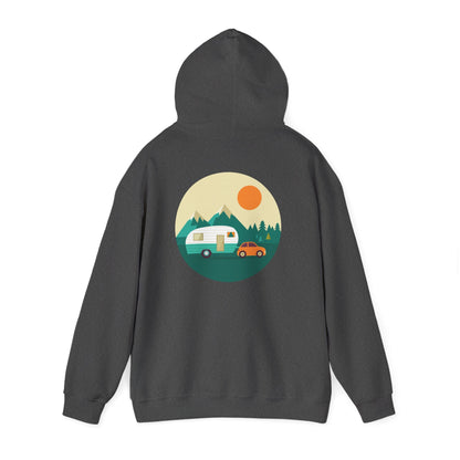 Camping Adventure Hoodie - Unisex Heavy Blend - Cozy Sweatshirt for Nature Lovers - Outdoor Gift - Travel Hoodie - MaisonThreadory