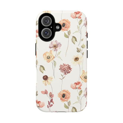 Floral Phone Case, Cute Flower Cover, Botanical Tough Case, Protective Smartphone Shell, Chic Floral Design, Trendy iPhone Case - MaisonThreadory