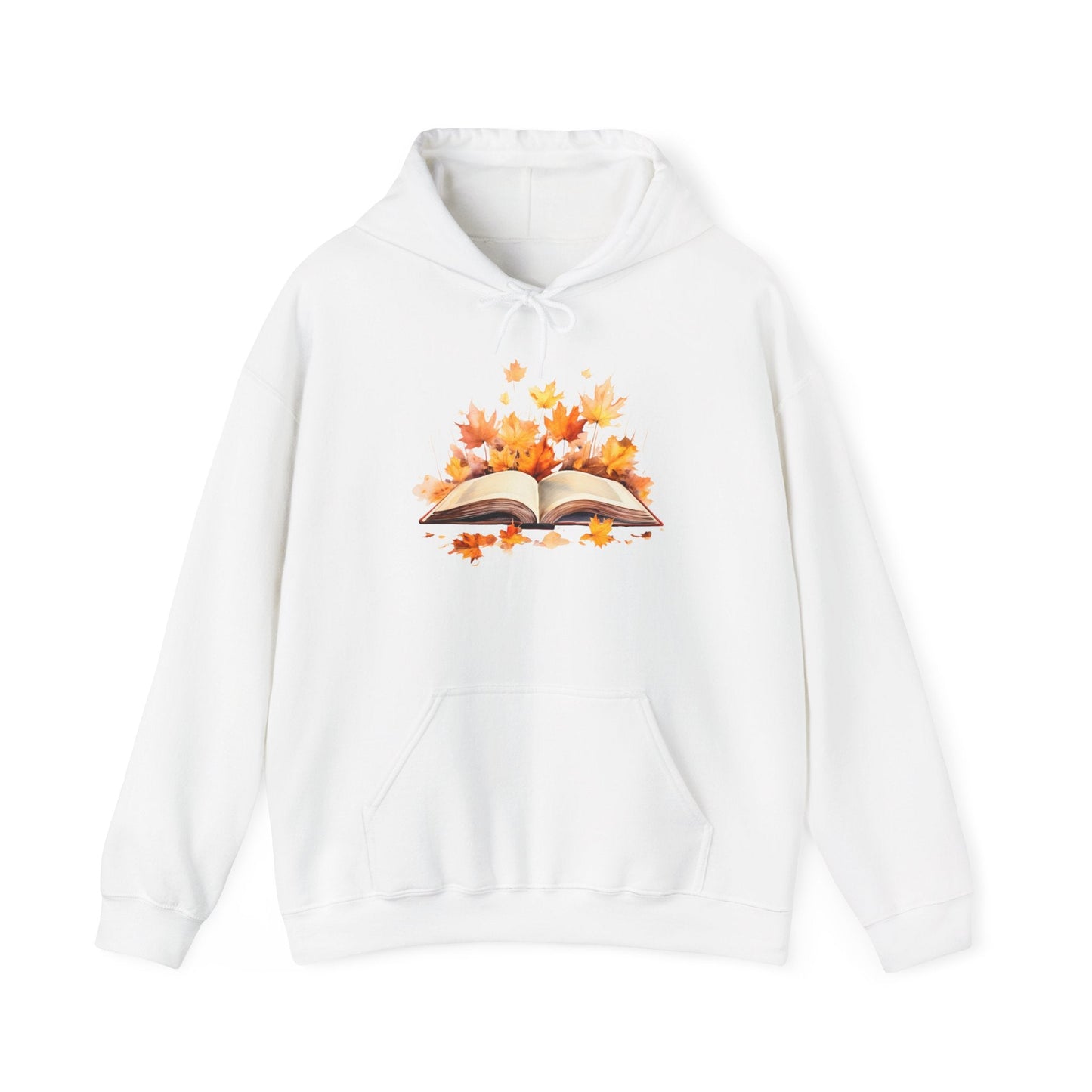 Autumn Leaves Book Hoodie, Cozy Fall Sweatshirt for Book Lovers, Gift for Readers, Warm Fall Apparel, Seasonal Chill Wear - MaisonThreadory