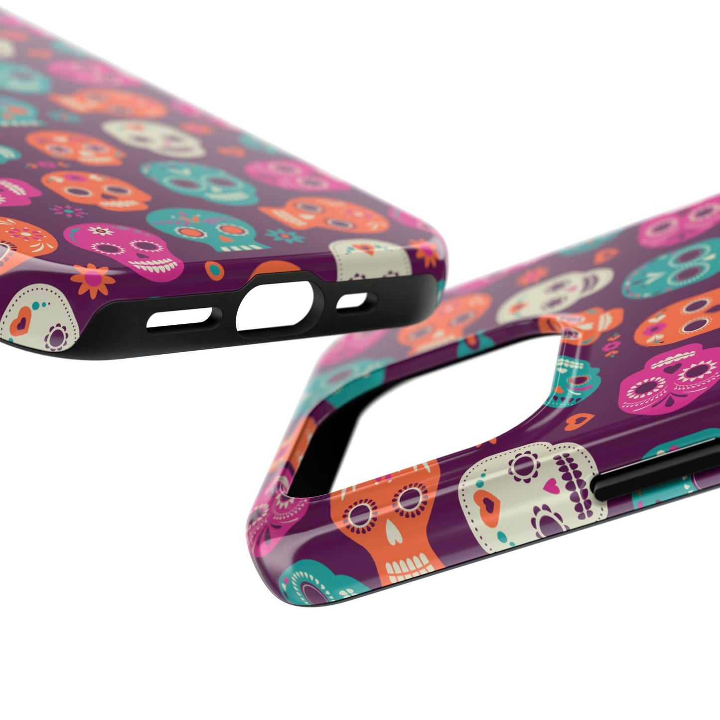 Colorful Skull Phone Case, Tough Cases for Halloween, Unique Phone Cover, Day of the Dead, Fun and Durable Accessories - MaisonThreadory