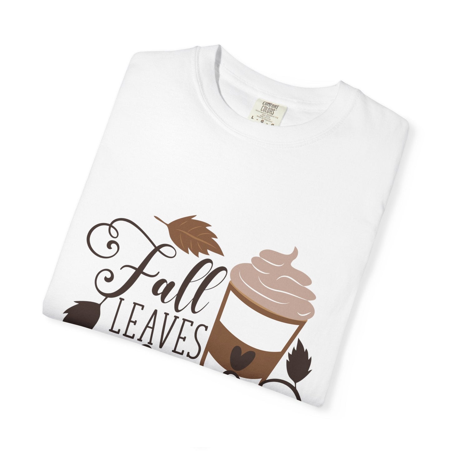 Fall Leaves & Lattes Unisex T-Shirt, Cozy Autumn Tee, Perfect for Fall, Coffee Lovers Gift, Seasonal Fashion Statement, Thanksgiving Shirt - MaisonThreadory