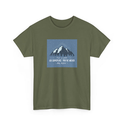 Adventure Awaits Unisex Cotton Tee, Inspirational Shirt, Travel Gift, Nature Lover's Apparel, Unique Quote Tee, Outdoor Enthusiast Top - MaisonThreadory