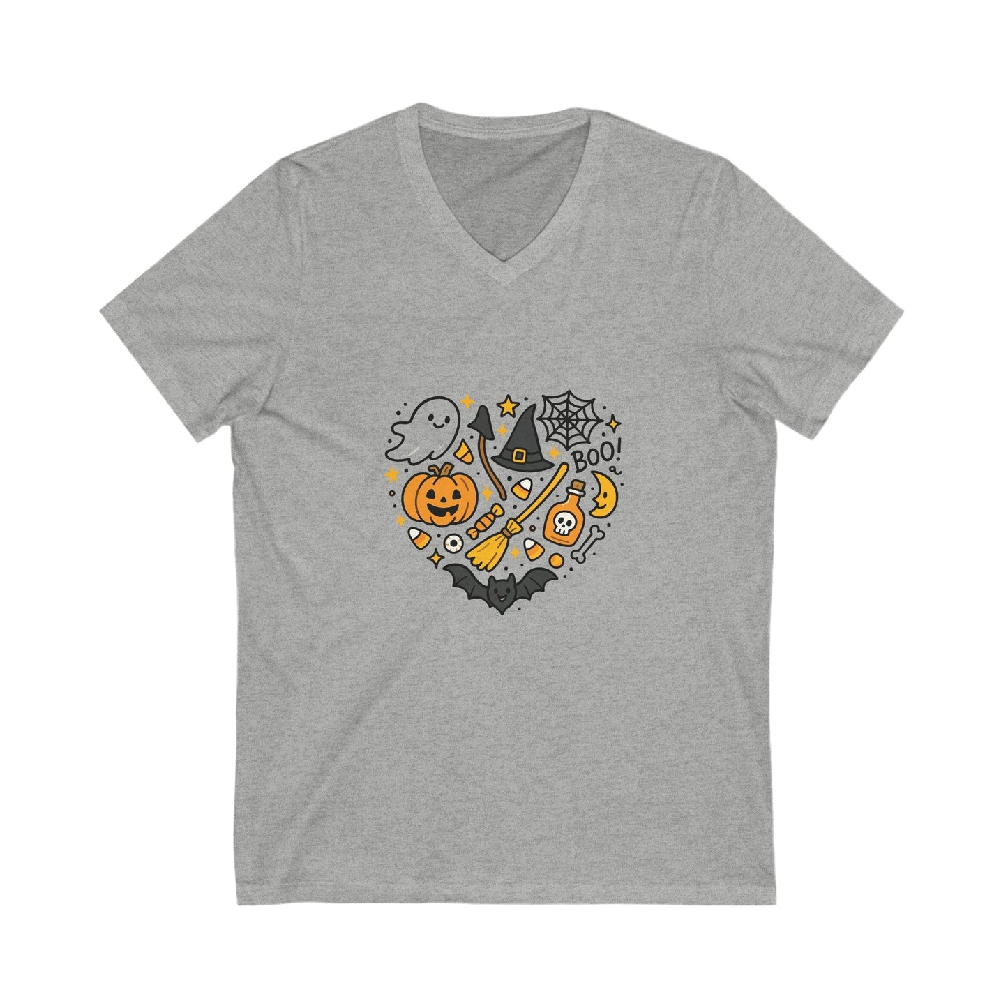 Halloween Ghosts and Ghouls V - Neck Tee, Spooky Shirt, Cute Halloween Gift, Unisex Tee for Fall, Trick or Treat T-Shirt - MaisonThreadory