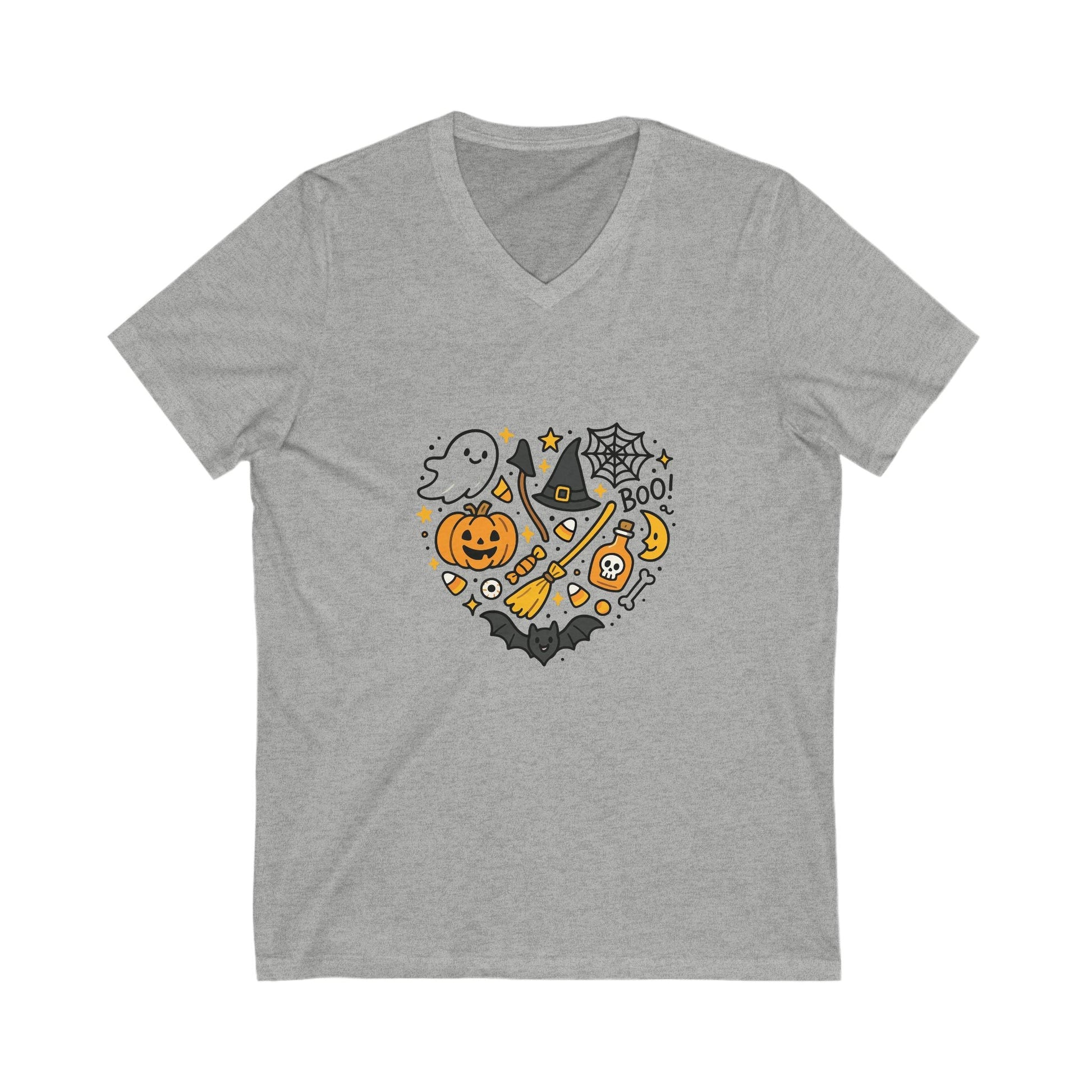 Halloween Ghosts and Ghouls V - Neck Tee, Spooky Shirt, Cute Halloween Gift, Unisex Tee for Fall, Trick or Treat T-Shirt - MaisonThreadory