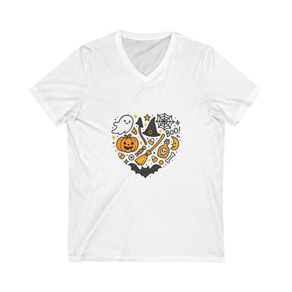Halloween Ghosts and Ghouls V - Neck Tee, Spooky Shirt, Cute Halloween Gift, Unisex Tee for Fall, Trick or Treat T-Shirt - MaisonThreadory