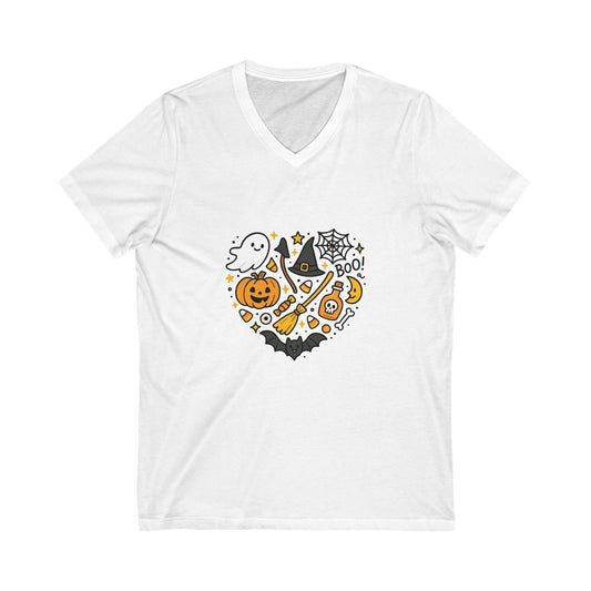 Halloween Ghosts and Ghouls V - Neck Tee, Spooky Shirt, Cute Halloween Gift, Unisex Tee for Fall, Trick or Treat T-Shirt - MaisonThreadory