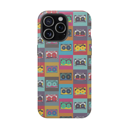 Retro Cassette Tape Phone Case, Vintage Style Tough Case, Music Lover Gift, Funky Tech Accessory, Fun Phone Cover - MaisonThreadory