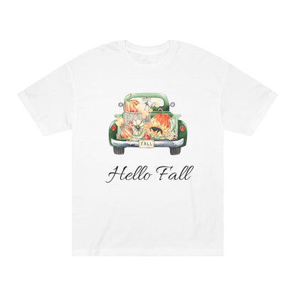 Hello Fall Unisex Classic Tee | Cozy Autumn Shirt, Fall Fashion, Seasonal T-Shirt, Gift for Her, Trendy Outfit - MaisonThreadory