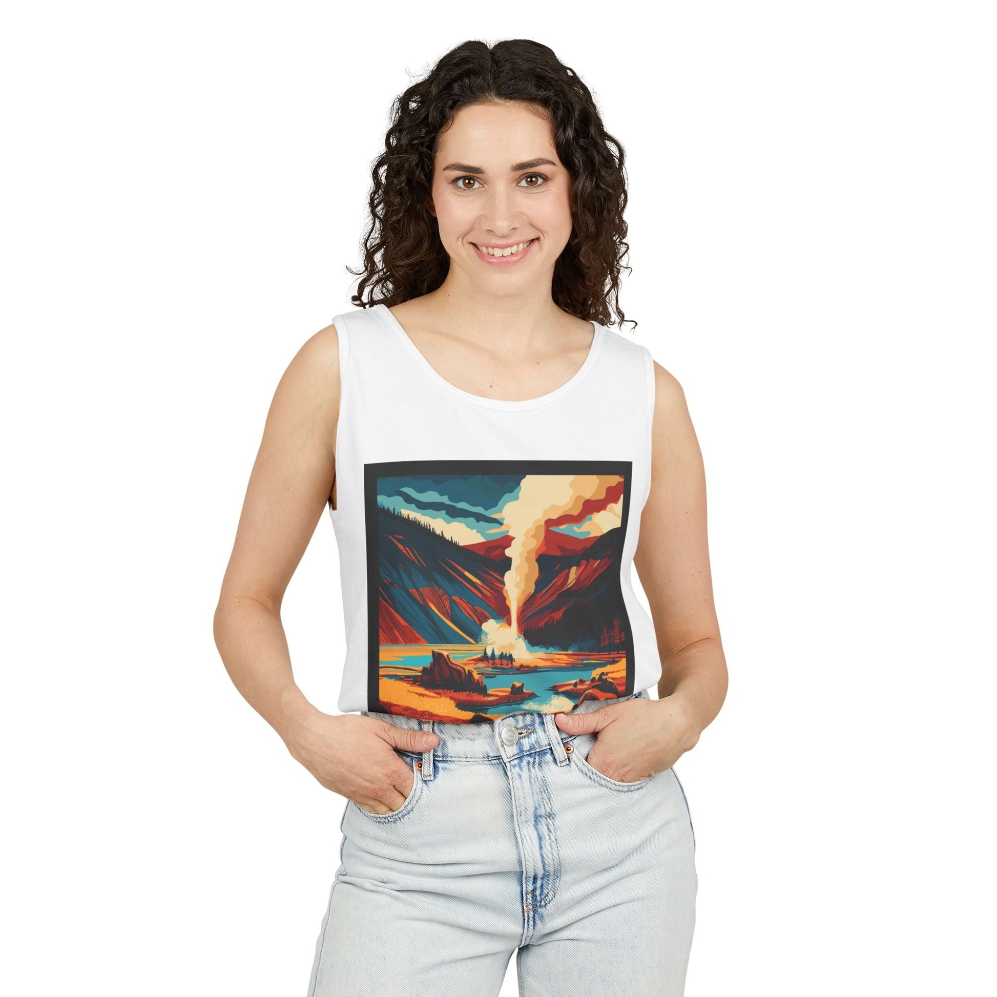 Vintage Yellowstone Tank Top, Comfortable Summer Top, Adventure Apparel, Nature Lover Gift, Unisex Outdoor Wear, Travel Essentials - MaisonThreadory