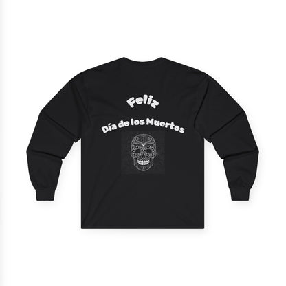 Día de los Muertos Long Sleeve Tee, Colorful Sugar Skull Shirt, Unisex Halloween Top, Festival Apparel, Celebrate Life - MaisonThreadory