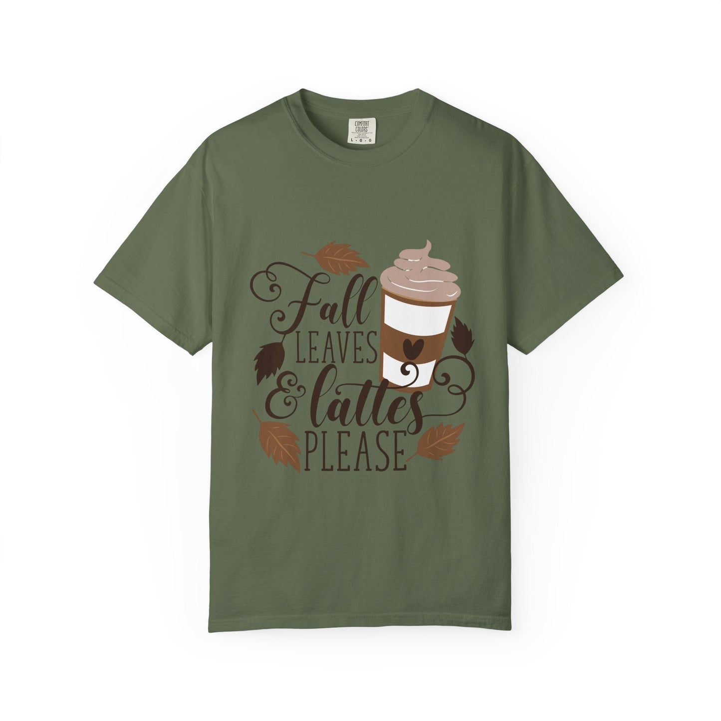 Fall Leaves & Lattes Unisex T-Shirt, Cozy Autumn Tee, Perfect for Fall, Coffee Lovers Gift, Seasonal Fashion Statement, Thanksgiving Shirt - MaisonThreadory